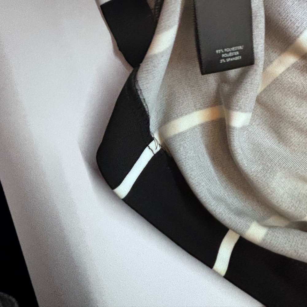 Ann Taylor Black and White Long Sleeve stripe matte jersey wrap Dress - Picture 4 of 5